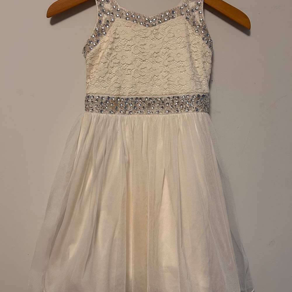 Girls formal - White Lace Dress with jewels